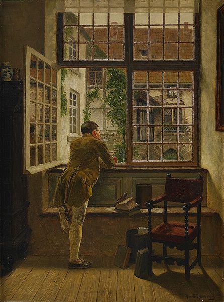 Henrik Nordenberg Interior with a boy at a window